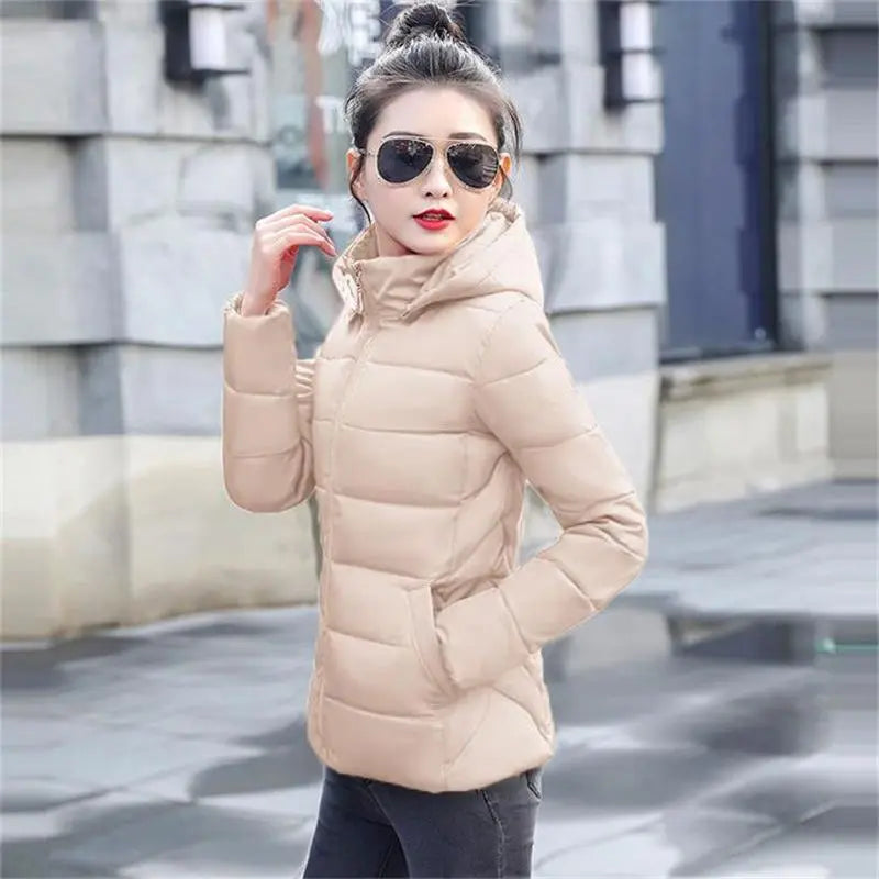 2023 New Women Winter Coat Fake Fur Collar Woman's Parka Short Outwear Warm Down Cotton Jacket Winter Jackets Female Coat Trend