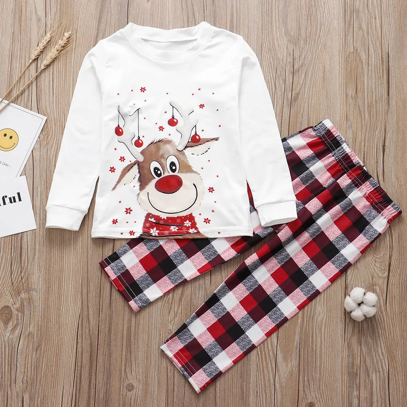 2023 Christmas Family Pajamas Set Adult Kid Sleepwear 2PCS Family Pyjamas Sets Deer Tops +Pants Xmas Family Matching Clothes