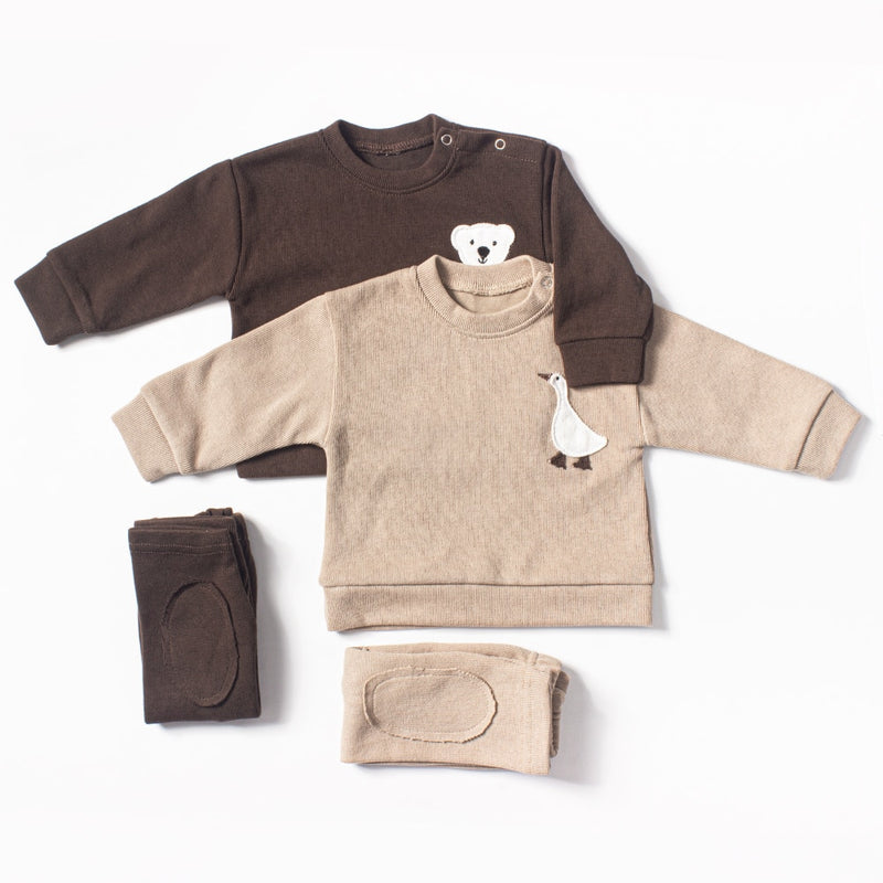 Baby Boy Clothes Set 2pcs Organic Cotton Goose + FREE Bear Set