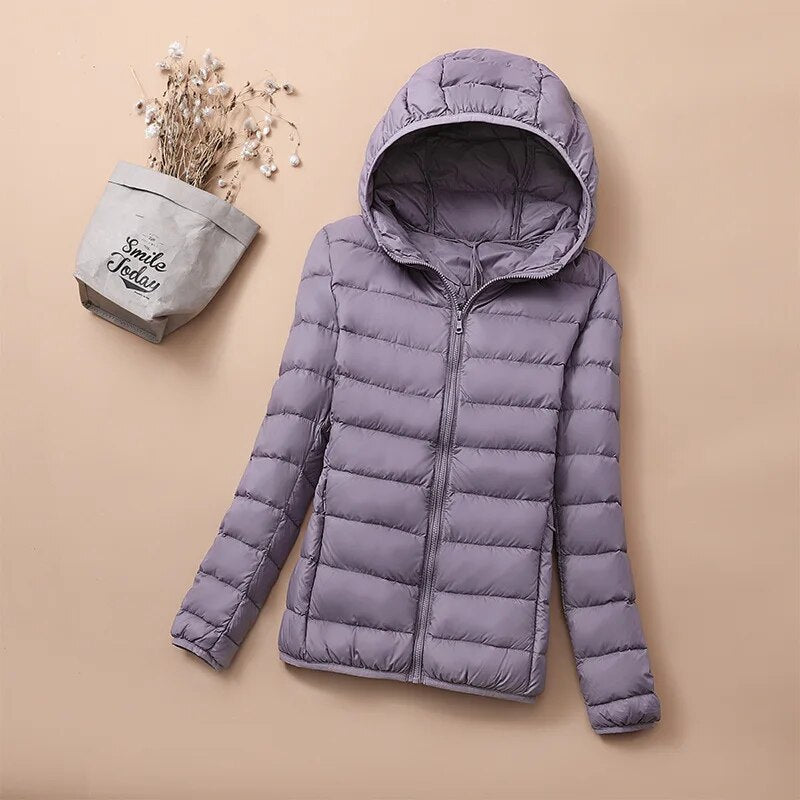 8XL Women White Duck Down Jackets 6XL 5XL Female Ultra Light Duck Down Coats Autumn Winter Warm Hooded Hiking Outwear Portable