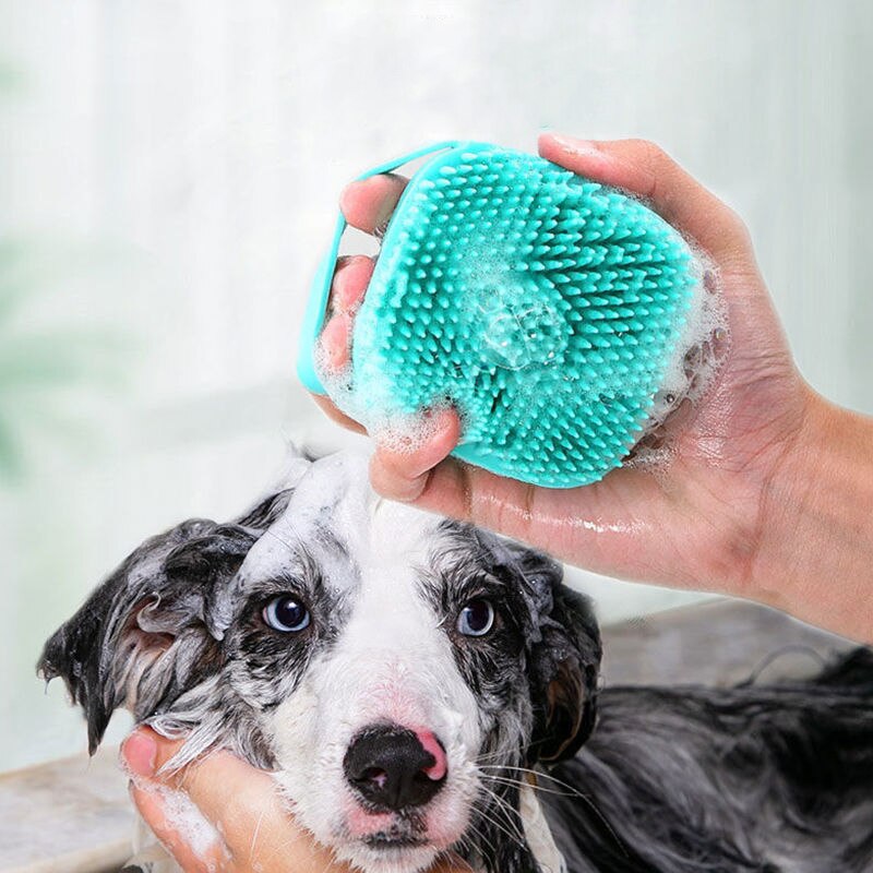 Cepillo de baño para mascotas de silicona suave