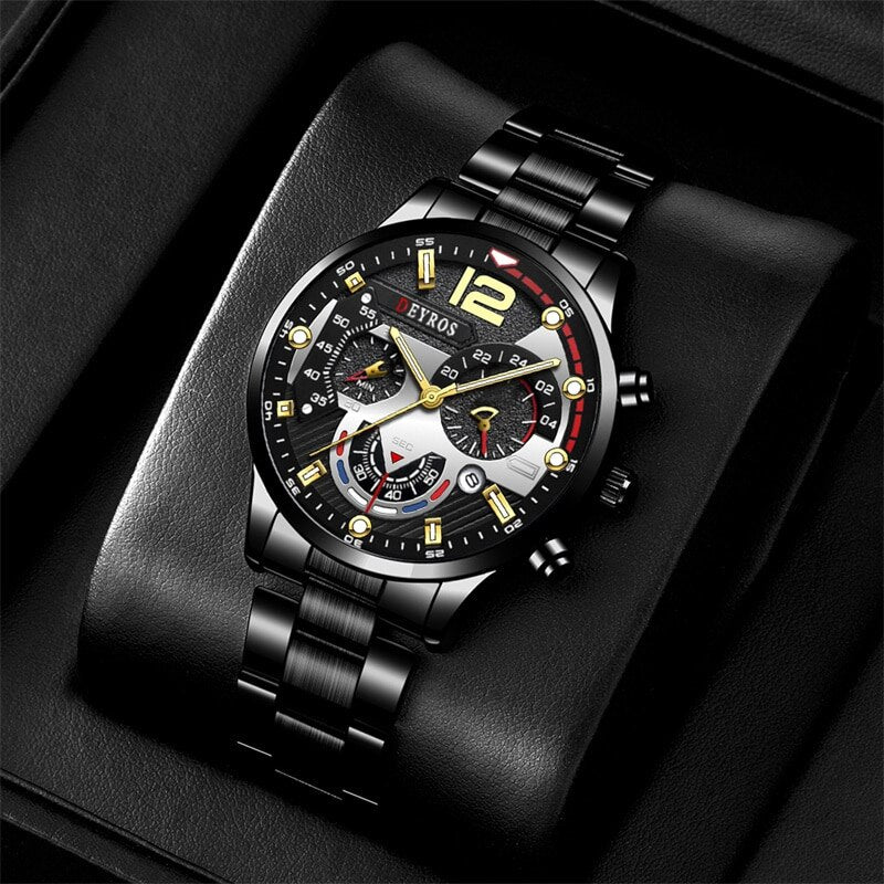 Fashion Mens Sports Watches Luxury Stainless Steel Quartz 3DS