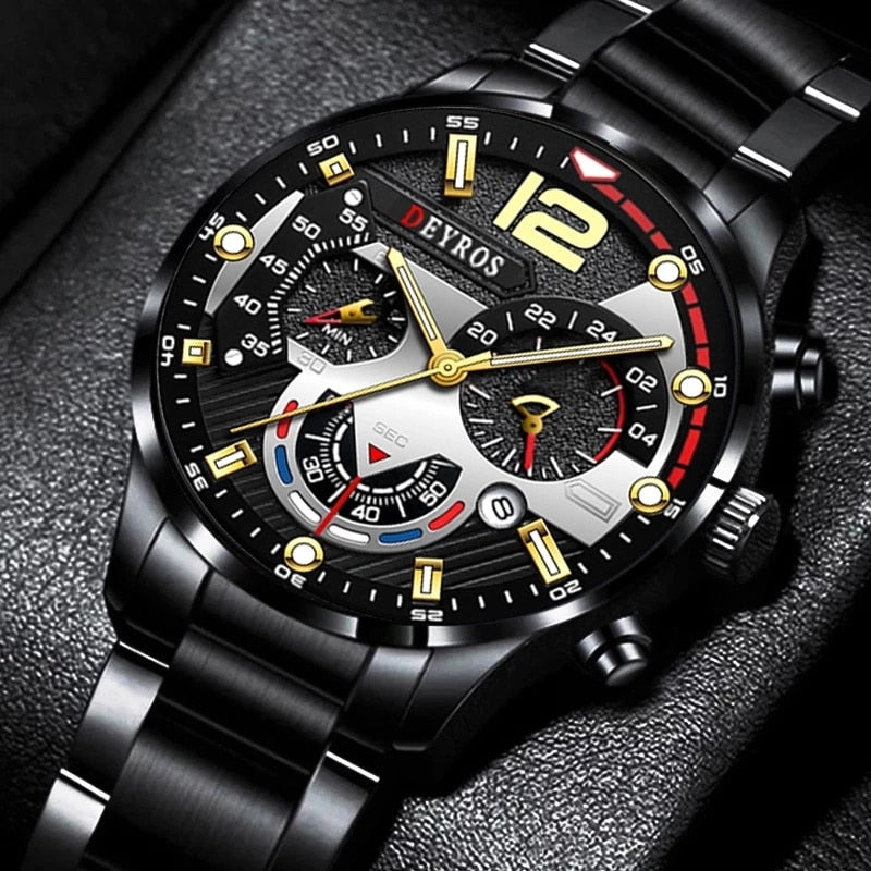 Fashion Mens Sports Watches Luxury Stainless Steel Quartz 3DS