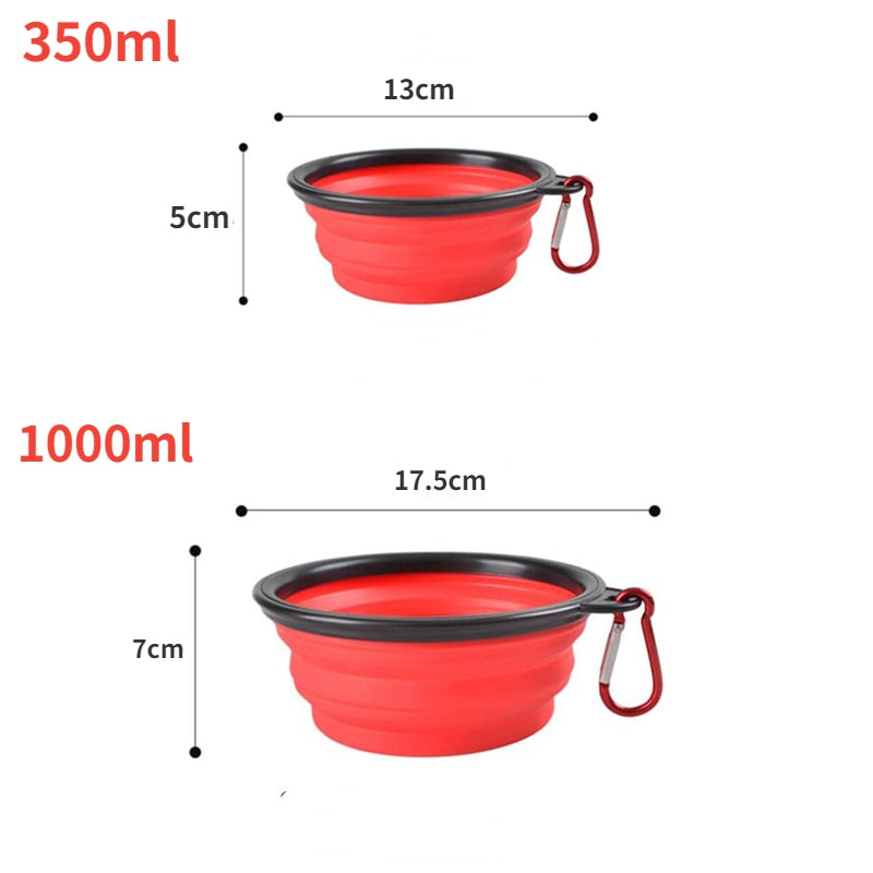 350ML/1000ML Foldable Silicone Pet Bowl Portable