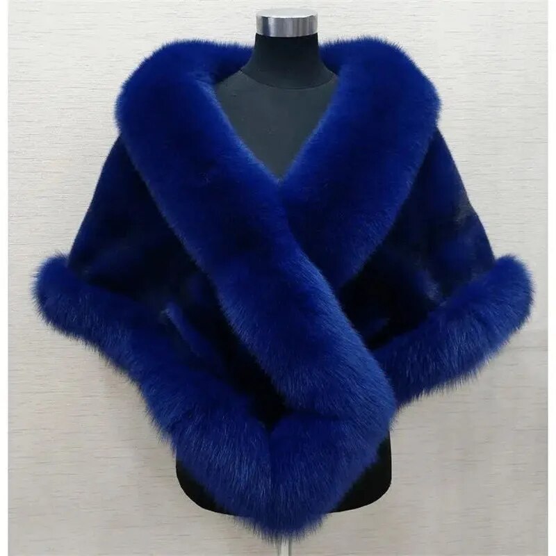 White Fur Shawl Jacket Women's 2023 Autumn Winter