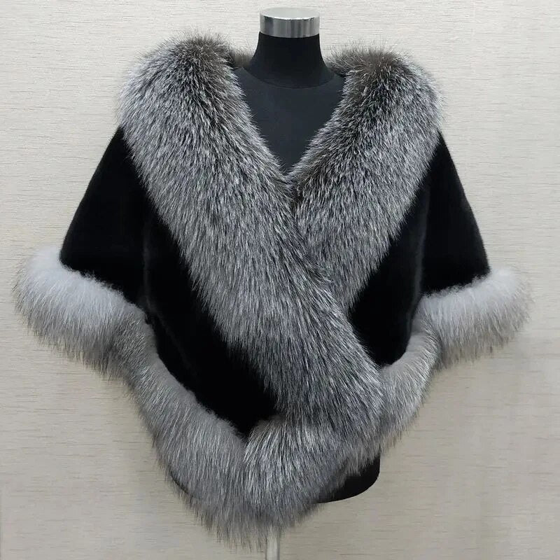 White Fur Shawl Jacket Women's 2023 Autumn Winter