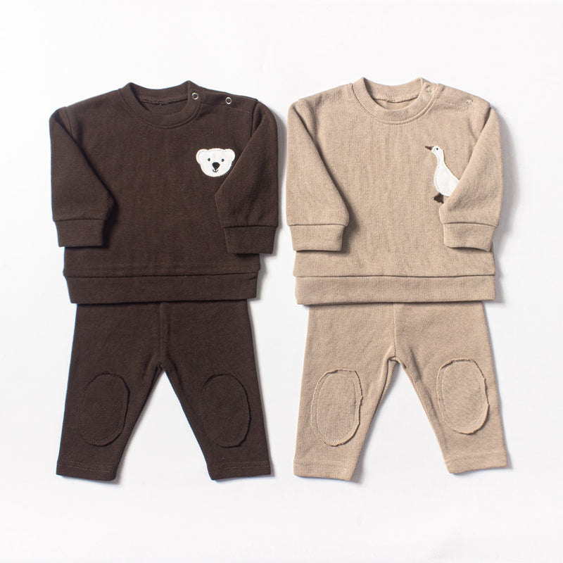 Baby Boy Clothes Set 2pcs Organic Cotton Goose + FREE Bear Set