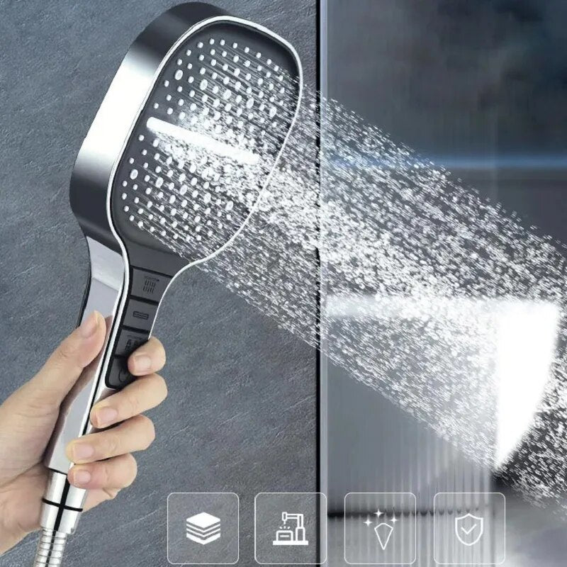 8 Speed Oversized Panel Pressurized Shower Head