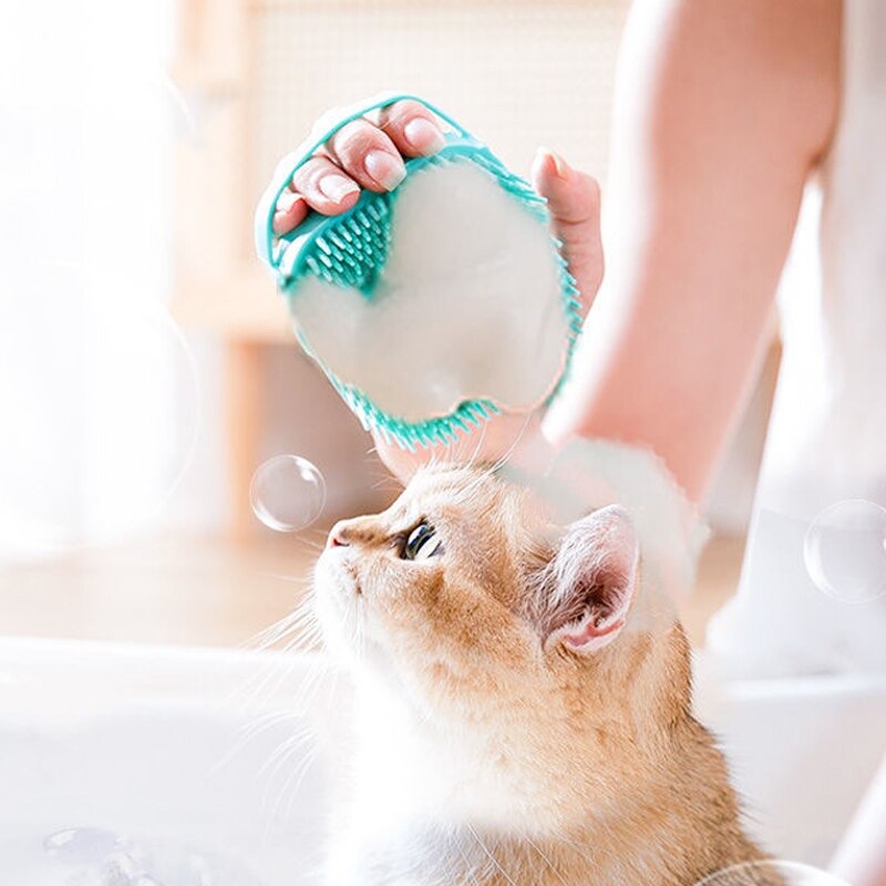 Cepillo de baño para mascotas de silicona suave