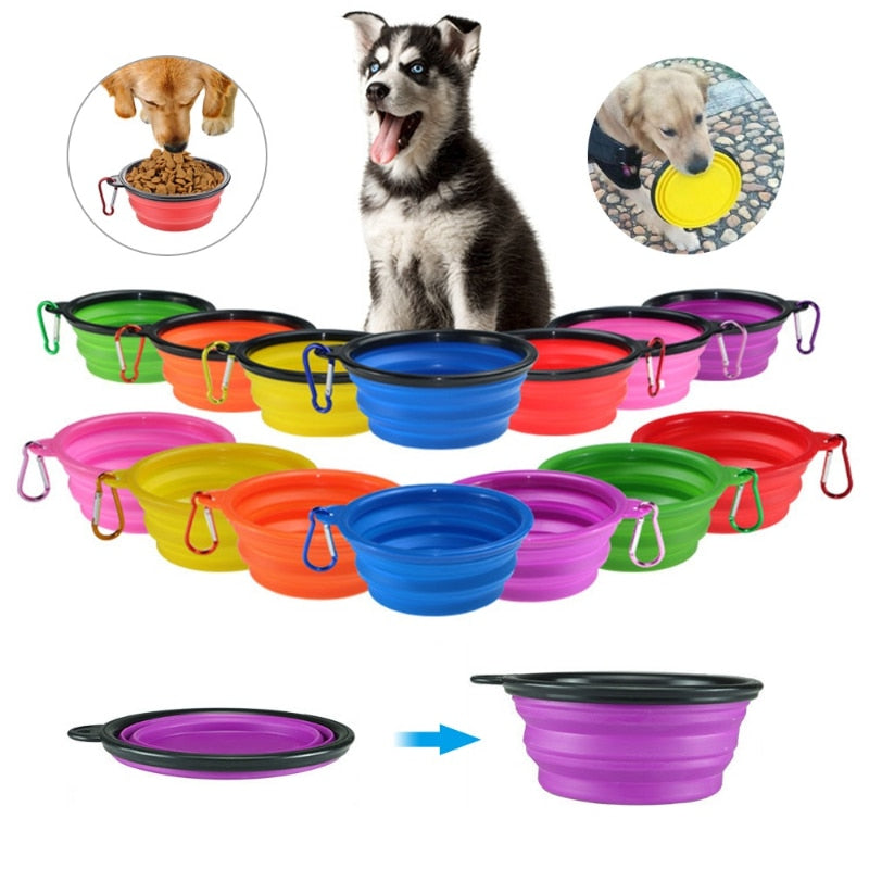 350ML/1000ML Foldable Silicone Pet Bowl Portable