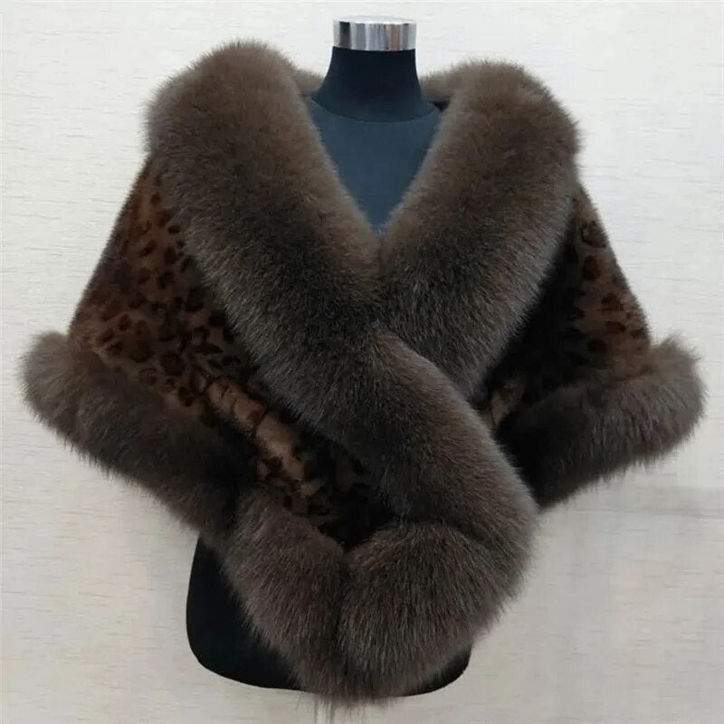 White Fur Shawl Jacket Women's 2023 Autumn Winter