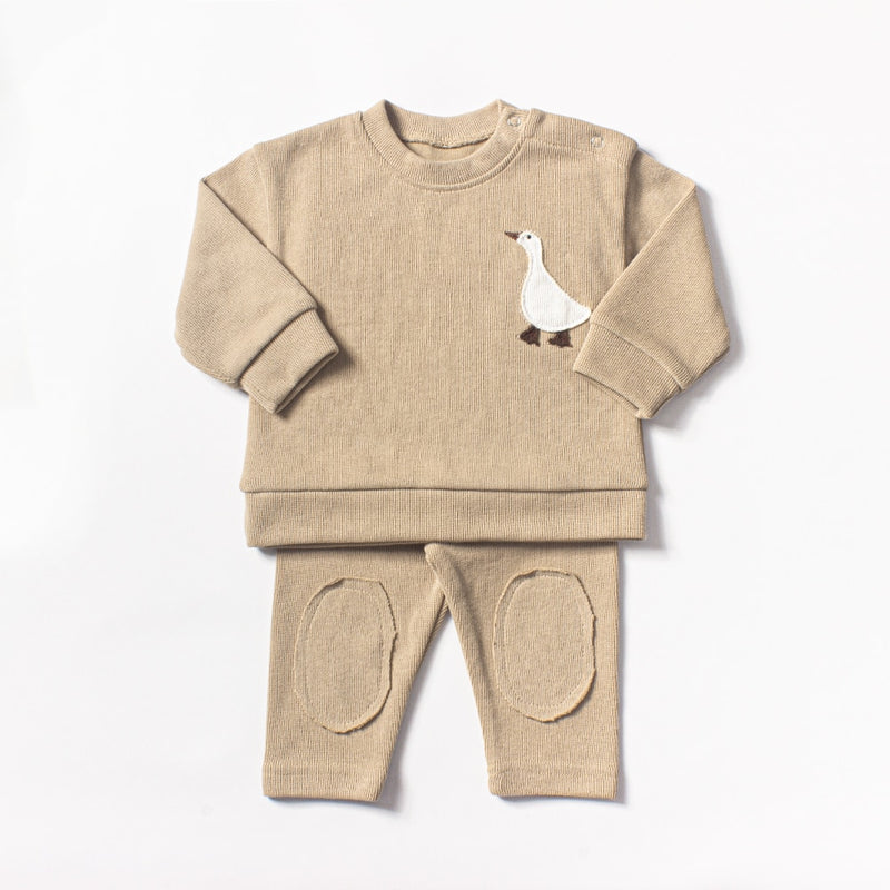 Baby Boy Clothes Set 2pcs Organic Cotton Goose + FREE Bear Set