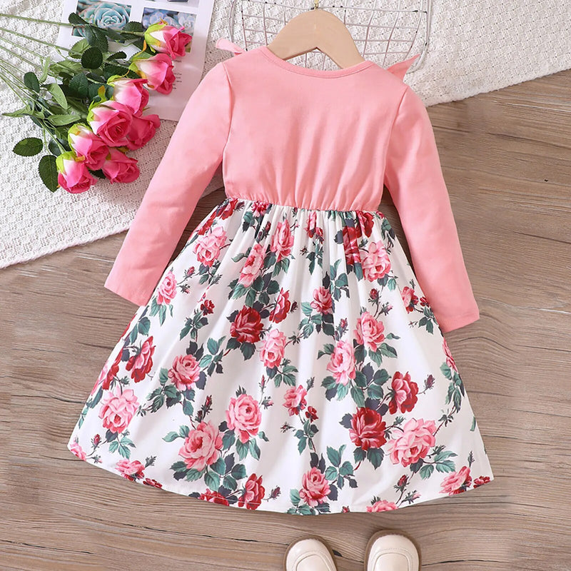 Winter Kids Dresses For Girls From 2 to 7 years Long Sleeve Floral Princess Dress Party Fall Winter Toddler Girl Clothes Dressy