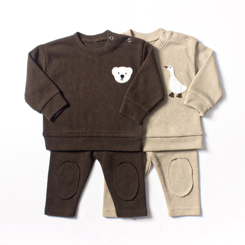 Baby Boy Clothes Set 2pcs Organic Cotton Goose + FREE Bear Set