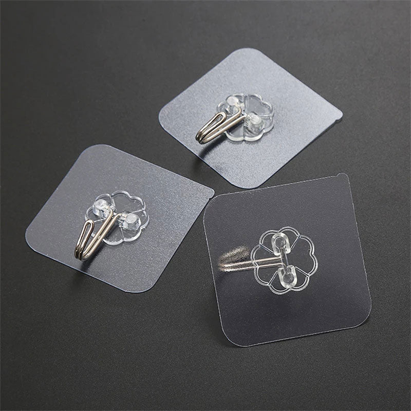 10PCS Transparent Stainless Steel Strong Self Adhesive Hooks