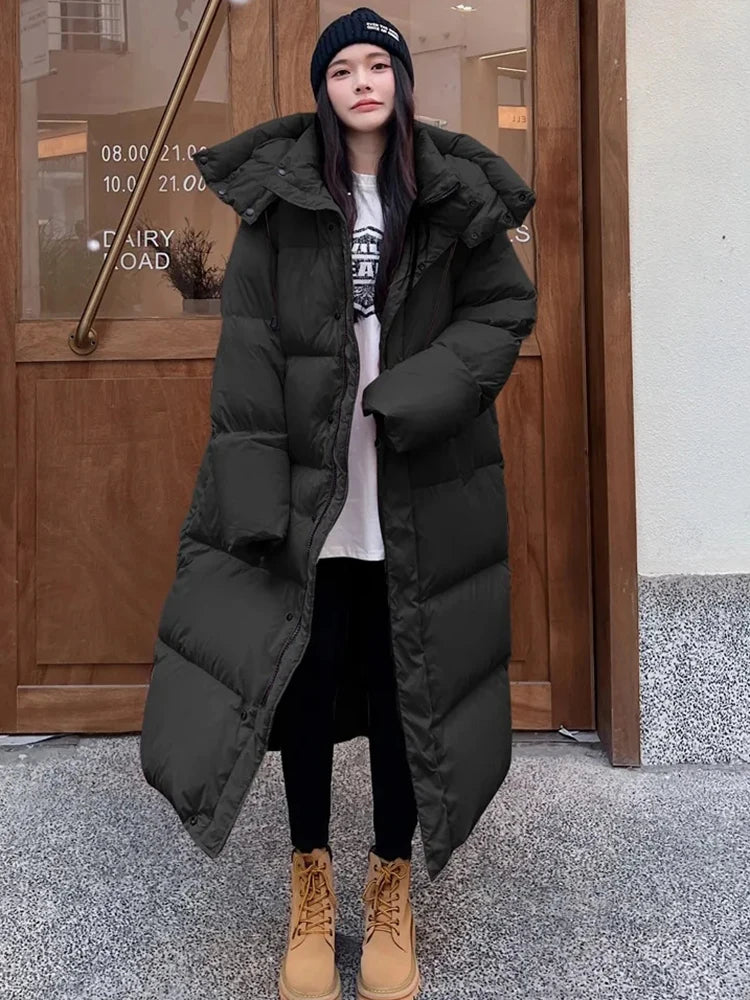 Warm Winter Pink Hooded Long Parka Chaqueta Thick Windproof Parca Overcoat Casual Snow Wear Cotton Padded Women Jaqueta New