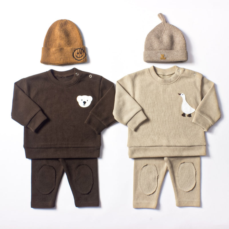 Baby Boy Clothes Set 2pcs Organic Cotton Goose + FREE Bear Set