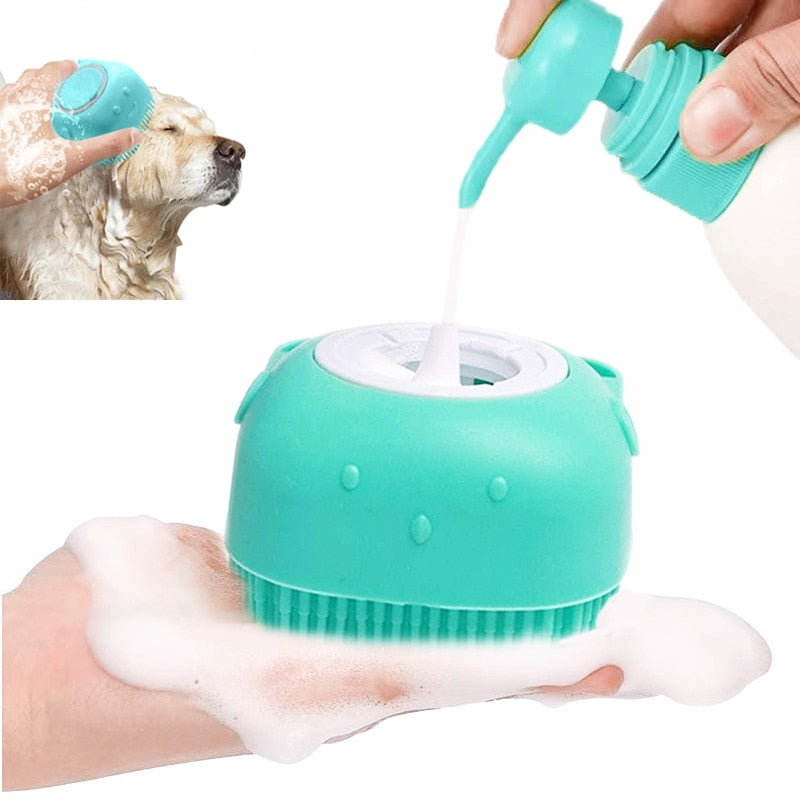 Escova de banho para animais de estimação de silicone macio